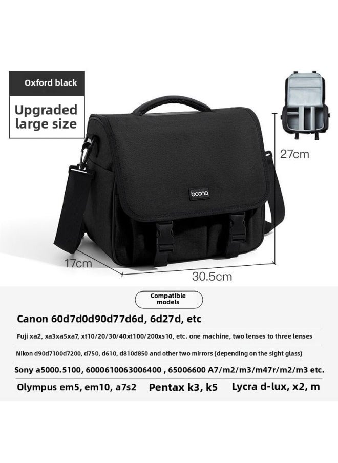 SLR Canon Digital Camera Bag Sony Micro Single Camera Bag Shoulder Crossbody Multi-function Camera Lens Bag EOS-Color:Camera Bag - Black Large  - Image 1
