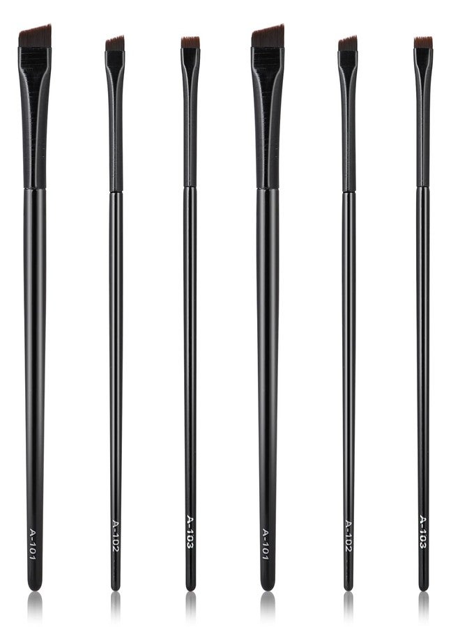 Hariendny 6 Pcs Eyebrow Eyeliner Brush Set, Brow Tint Brushes, Angled Precision Eye Makeup Brushes, Ultra Thin Flat Makeup Brush, Eye Makeup Brushes Tool, Black - Image 1