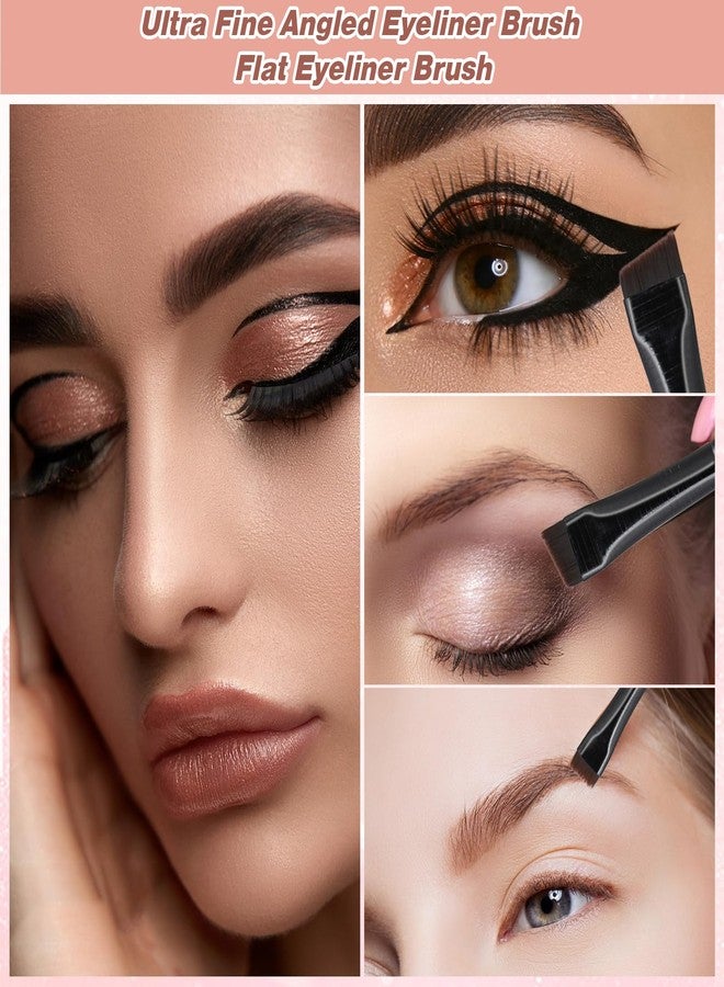 Hariendny 6 Pcs Eyebrow Eyeliner Brush Set, Brow Tint Brushes, Angled Precision Eye Makeup Brushes, Ultra Thin Flat Makeup Brush, Eye Makeup Brushes Tool, Black - Image 5