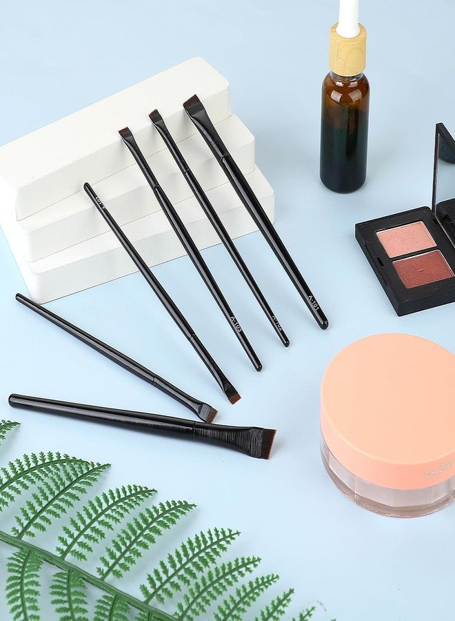 Hariendny 6 Pcs Eyebrow Eyeliner Brush Set, Brow Tint Brushes, Angled Precision Eye Makeup Brushes, Ultra Thin Flat Makeup Brush, Eye Makeup Brushes Tool, Black - Image 3