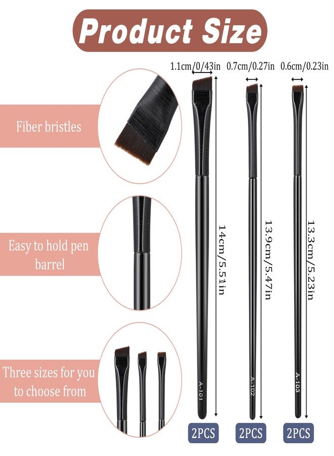 Hariendny 6 Pcs Eyebrow Eyeliner Brush Set, Brow Tint Brushes, Angled Precision Eye Makeup Brushes, Ultra Thin Flat Makeup Brush, Eye Makeup Brushes Tool, Black - Image 2