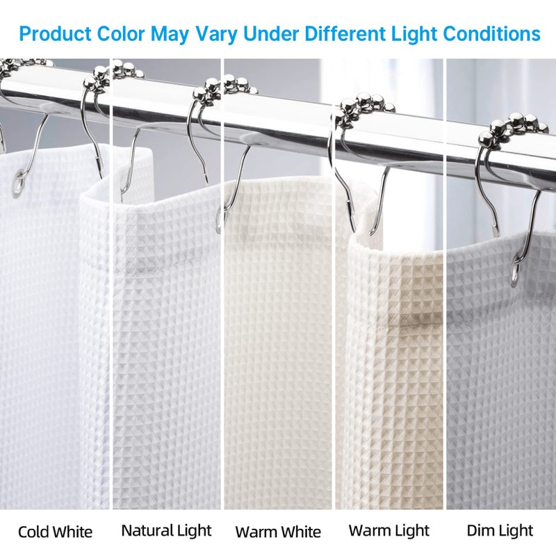 AmazerBath Extra Long Shower Curtains 84 Inches Tall, Waffle Shower Curtain White Heavy Duty, Extra Tall Shower Curtain Fabric, Hotel Quality Bathroom Shower Curtains, 72x84 Inches - Image 3