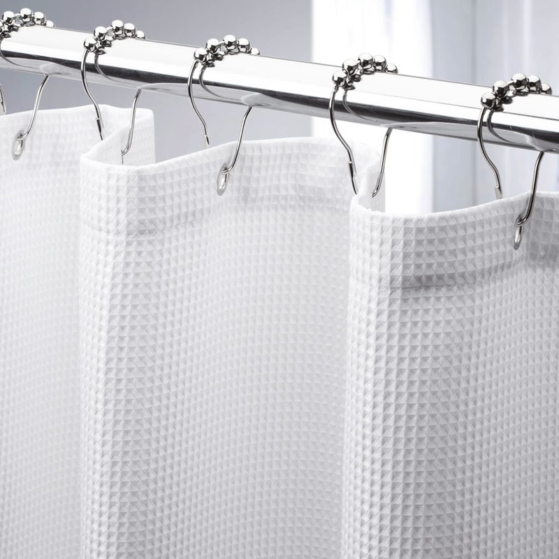 AmazerBath Extra Long Shower Curtains 84 Inches Tall, Waffle Shower Curtain White Heavy Duty, Extra Tall Shower Curtain Fabric, Hotel Quality Bathroom Shower Curtains, 72x84 Inches - Image 1