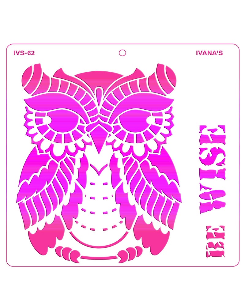 IVANA'S Owl Design Stencil for Art & Craft, DIY Decorative Stencil for Painting on Canvas, Fabric, Cloth, Paper, Glass, Furniture and Wall, Size - 6 x 6 inch, Pack of 1, IVS-62, Off White - Image 3