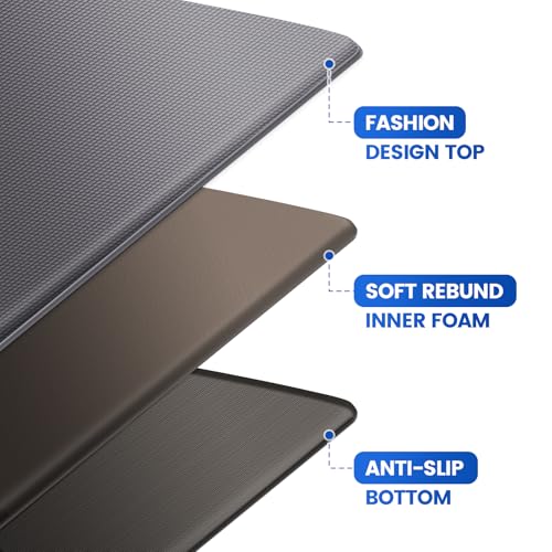 KitchenClouds Kitchen Mats for Floor,3PCS Kitchen Rugs,Non Slip Anti Fatigue for Kitchen Floor,Waterproof Kitchen Sink Mat,Cushioned Standing and Comfort Mats for Office,Grey - Image 4
