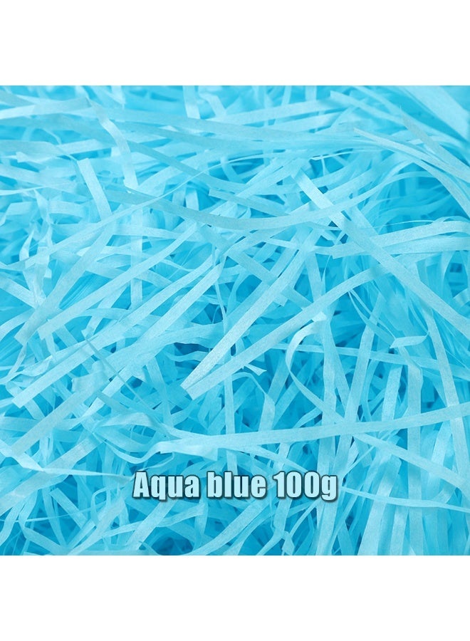 100g Raffia Paper Shreds, Aqua Blue Gift Box Filler, Crinkle Cut Paper Shreds for Gift Packaging, Birthday, Wedding, Party Decoration - Image 2