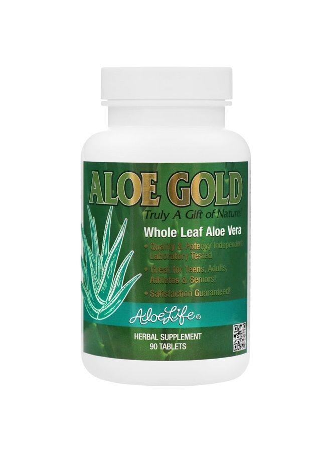 Aloe Life Aloe Gold Tablets, Immune Support & Healthy Herbal Bitters, Supports Proper Digestion, Promotes Energy & Body Wellness, Certified Organically Grown Whole Leaf Aloe Vera Leaves (90 Tablets) - Image 1