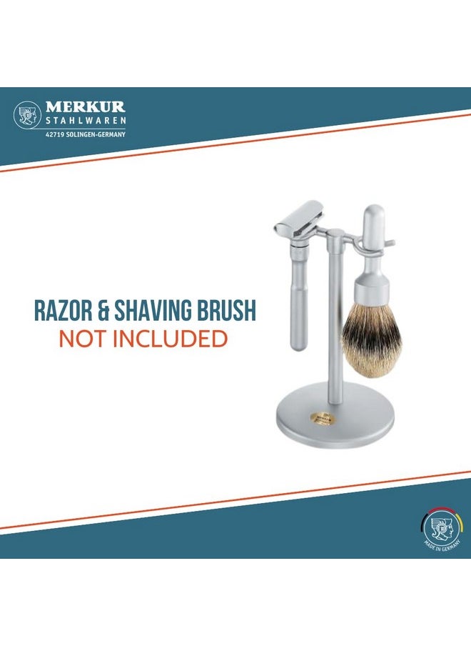 MERKUR Shaving Stand for Razor and Brush in Matt Chrome | Fits 700002 Matt Futur Adjustable Razor | 1700002 Matt Shaving Brush