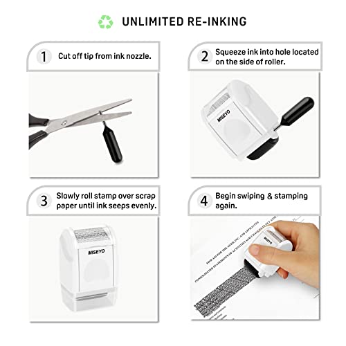 Miseyo Identity Theft Protection Roller Stamps for Data Barcode ID Privacy,Anti-Theft Security Prevention Confidential Roller Stamp Easy for Guard Personal Information Blockout - White - Image 4