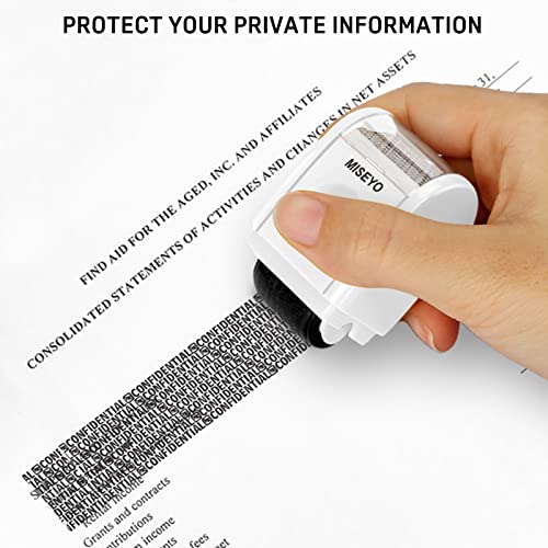 Miseyo Identity Theft Protection Roller Stamps for Data Barcode ID Privacy,Anti-Theft Security Prevention Confidential Roller Stamp Easy for Guard Personal Information Blockout - White - Image 3
