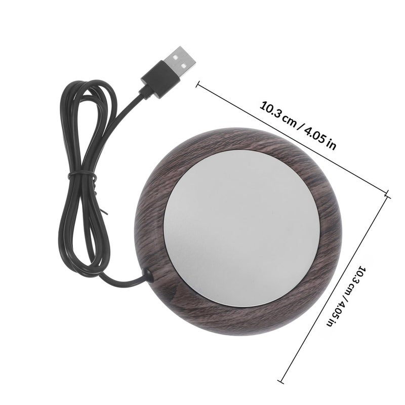 Wood Grain USB Coffee Mug Warmer Thermostatic Heating Coaster For Desk Home Use - Image 3