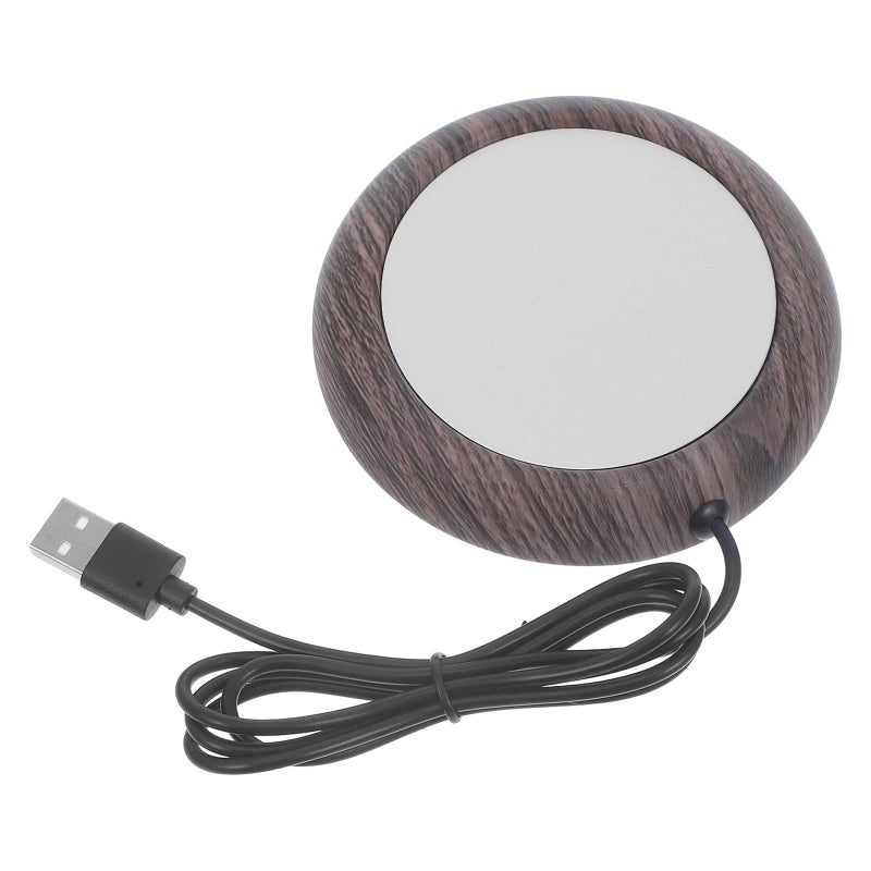 Wood Grain USB Coffee Mug Warmer Thermostatic Heating Coaster For Desk Home Use - Image 2