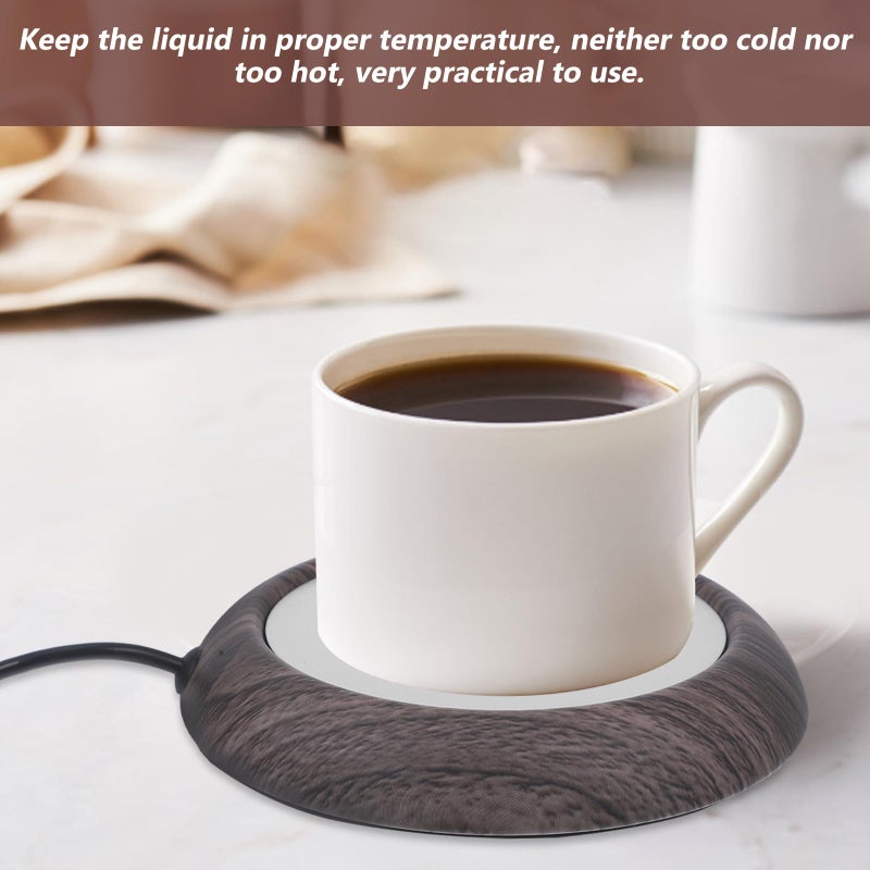 Wood Grain USB Coffee Mug Warmer Thermostatic Heating Coaster For Desk Home Use - Image 5