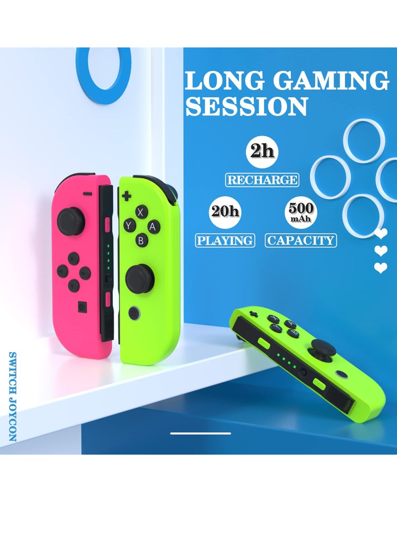 Zikra Joy Con Controllers Replacement Compatible with Switch/Lite, Wireless Replacement for Switch Joycons, Left and Right  with Wrist Strap, Wake-up Function/Motion Control/ Vibration(Pink and Green) - Image 2