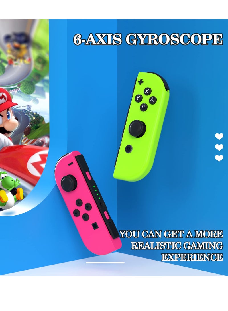Zikra Joy Con Controllers Replacement Compatible with Switch/Lite, Wireless Replacement for Switch Joycons, Left and Right  with Wrist Strap, Wake-up Function/Motion Control/ Vibration(Pink and Green) - Image 3