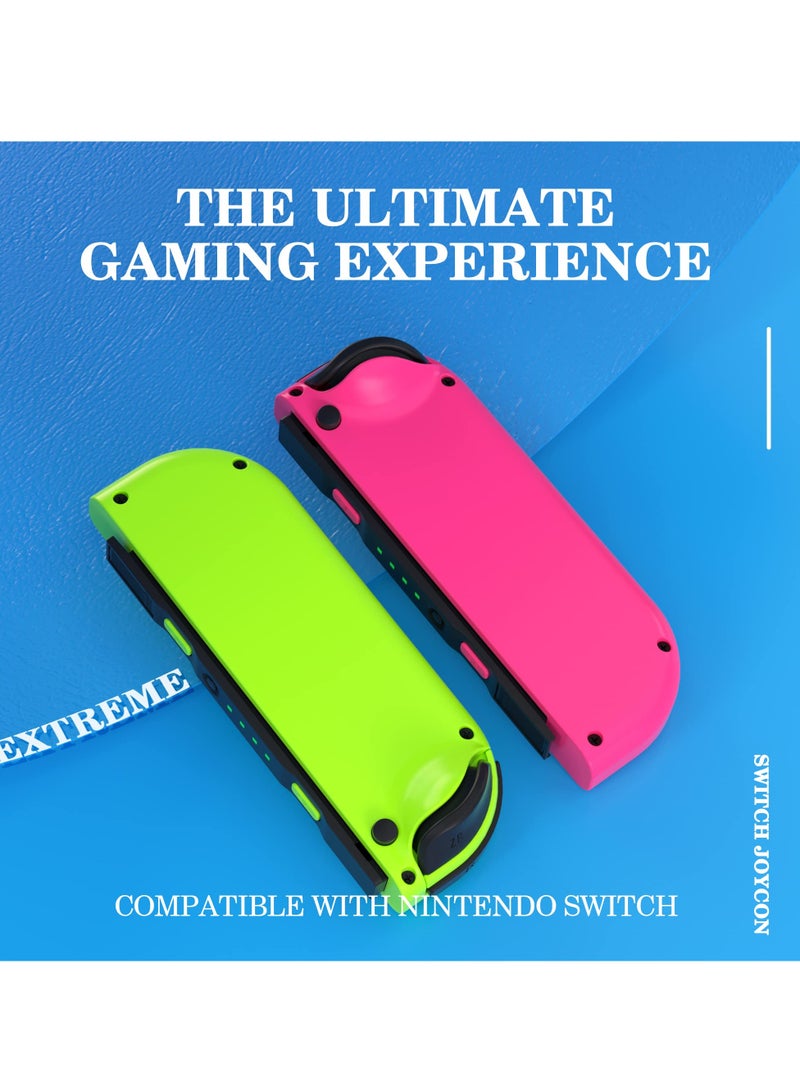 Zikra Joy Con Controllers Replacement Compatible with Switch/Lite, Wireless Replacement for Switch Joycons, Left and Right  with Wrist Strap, Wake-up Function/Motion Control/ Vibration(Pink and Green) - Image 4