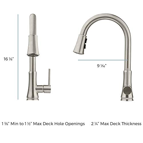 Pfister Pfirst Series Kitchen Faucet with Pull-Down Sprayer, Single Handle, High Arc, Matte Black Finish, G529PF2B - Image 3