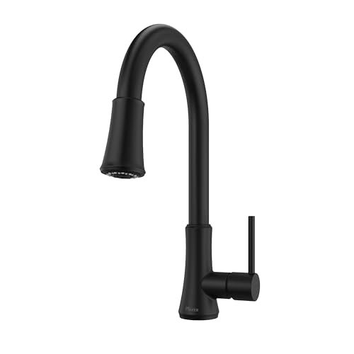 Pfister Pfirst Series Kitchen Faucet with Pull-Down Sprayer, Single Handle, High Arc, Matte Black Finish, G529PF2B - Image 1