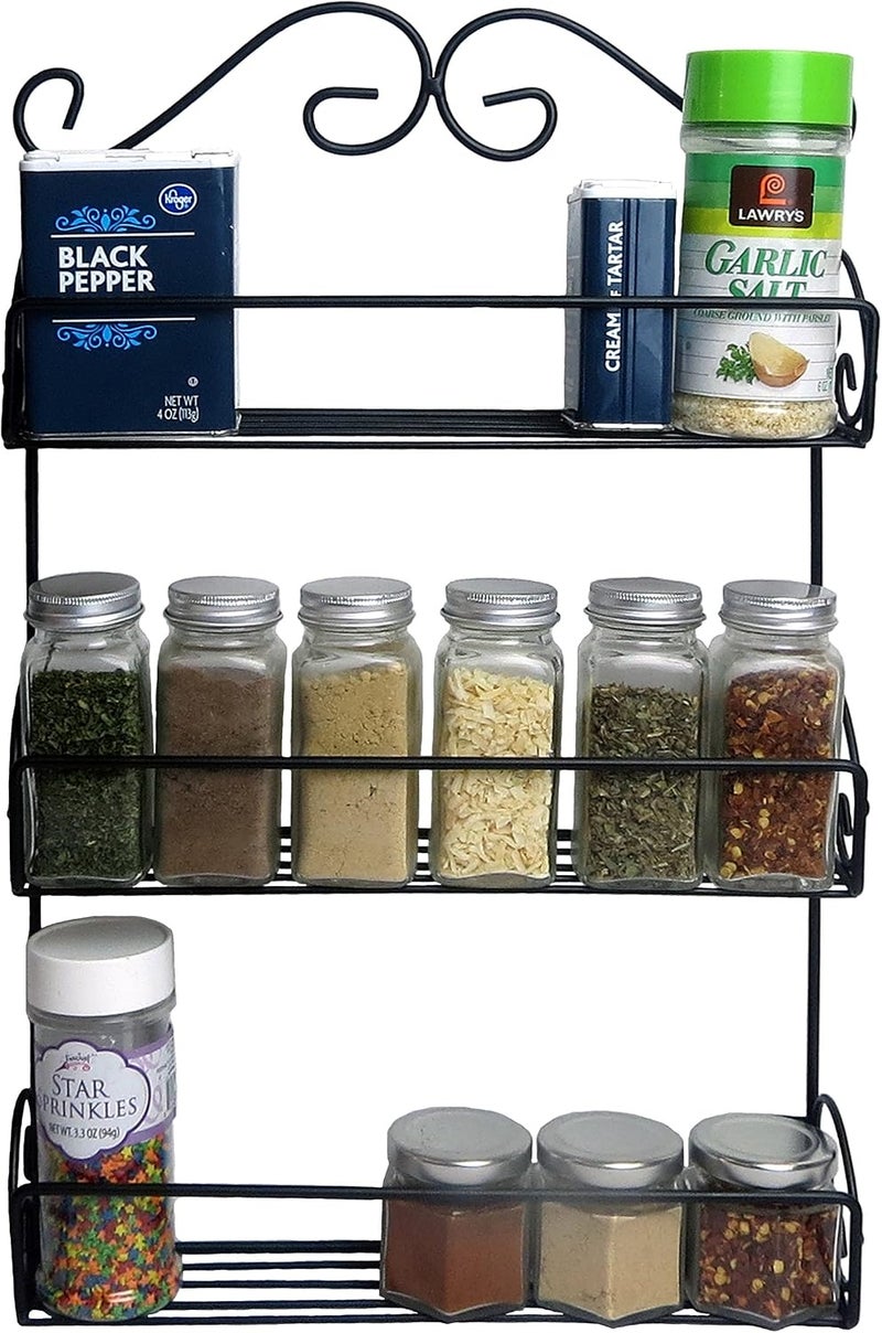 DII Farmhouse Vintage Decorative Metal Pantry Spice Rack Organizer, 11Lx2.6Wx18H, 3 Tier Spice Rack - Rustic - Image 5