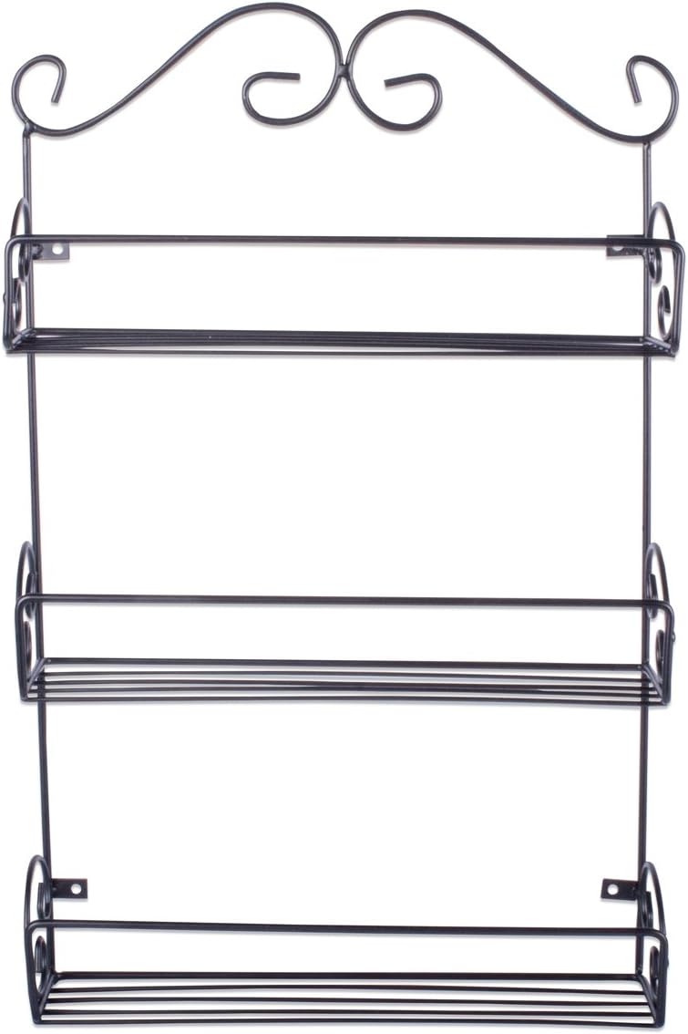 DII Farmhouse Vintage Decorative Metal Pantry Spice Rack Organizer, 11Lx2.6Wx18H, 3 Tier Spice Rack - Rustic - Image 1