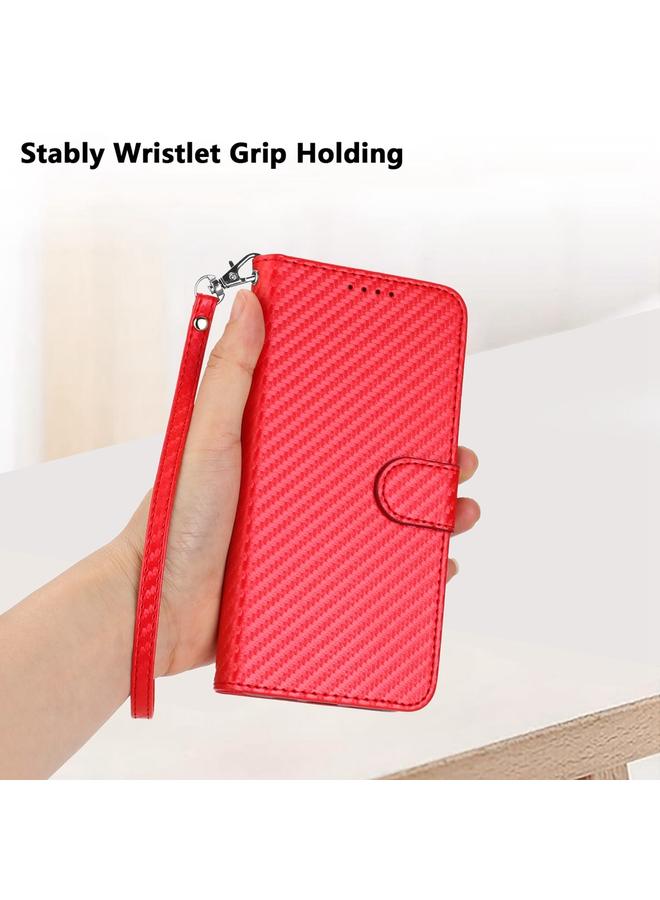 S-TOP Case For Motorola Moto E22 YX0070 Carbon Fiber Buckle Leather Phone Case with Lanyard - Image 5