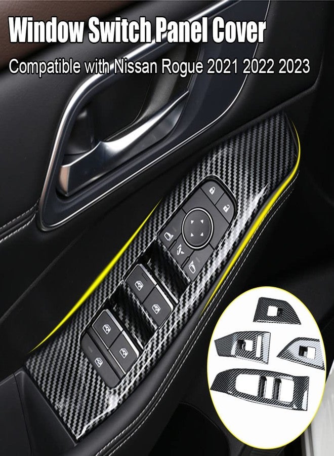 XITER 4PCS Carbon Fiber Style Window Switch Panel Cover Door Armrest Cover Window Lift Trim for Nissan Rogue 2021 2022 2023 Interior Accessories - Image 2