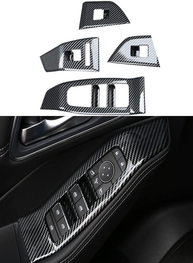 XITER 4PCS Carbon Fiber Style Window Switch Panel Cover Door Armrest Cover Window Lift Trim for Nissan Rogue 2021 2022 2023 Interior Accessories - Image 1