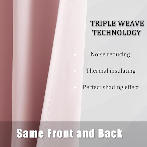 DUALIFE Baby Pink Curtains Panels for Girls Room Nursery Solid Blackout Room Darkening Curtain for Bedroom Grommet Top Window Treatment Drapes 60x120 in Set of 2 - Image 5