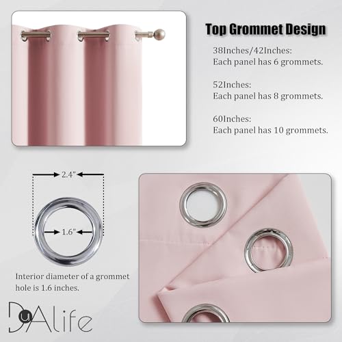 DUALIFE Baby Pink Curtains Panels for Girls Room Nursery Solid Blackout Room Darkening Curtain for Bedroom Grommet Top Window Treatment Drapes 60x120 in Set of 2 - Image 3