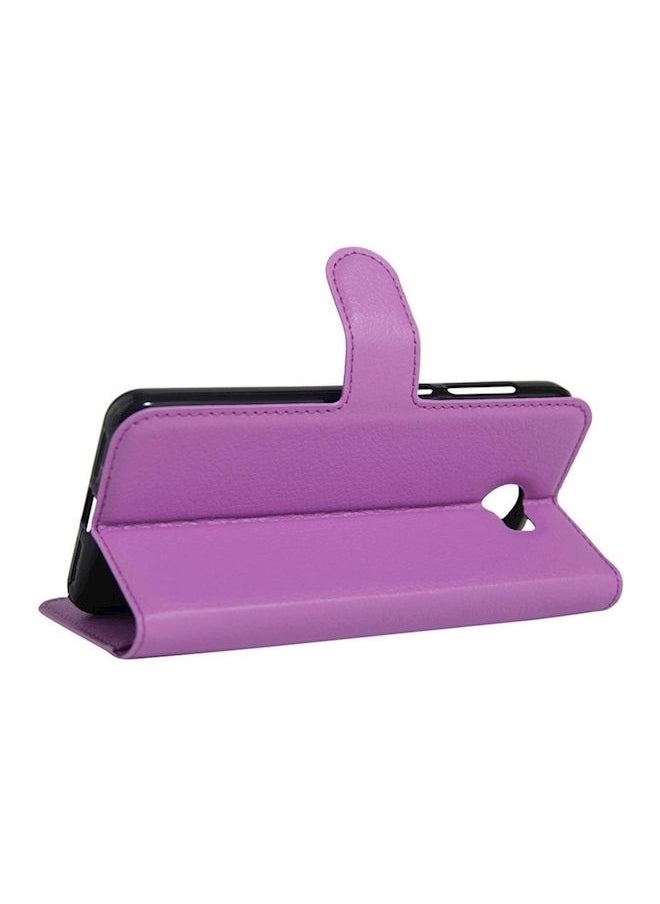 Wallet Case Book Design With Flip Cover For Huawei Y6 Elite Purple