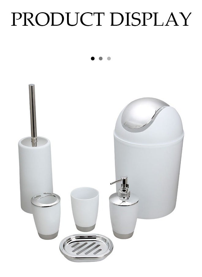 DUNISO 6 Pieces Of Bathroom Accessories Set, Household Toiletries Set, Bathroom Storage Set,Sturdy And Durable,With Lotion Bottle, Toothbrush Cup, Mouthwash Cup, Soap Tray, Toilet Brush, Garbage Can,Suitable For Family And Travel Use  - Image 5