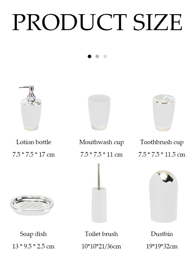 DUNISO 6 Pieces Of Bathroom Accessories Set, Household Toiletries Set, Bathroom Storage Set,Sturdy And Durable,With Lotion Bottle, Toothbrush Cup, Mouthwash Cup, Soap Tray, Toilet Brush, Garbage Can,Suitable For Family And Travel Use  - Image 2