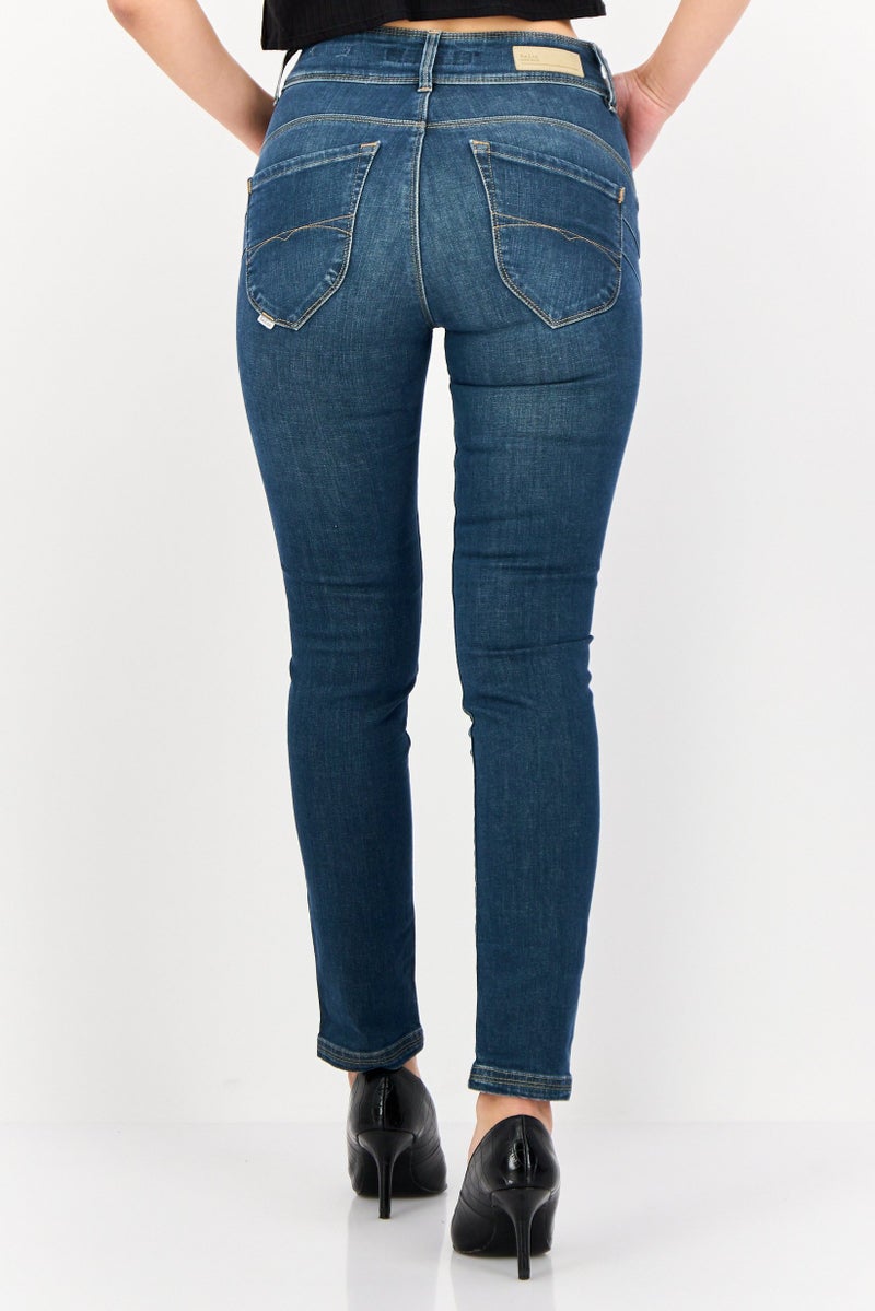 SALSA Women Skinny Fit Embroidered Stretchable Denim Jeans, Blue - Image 3