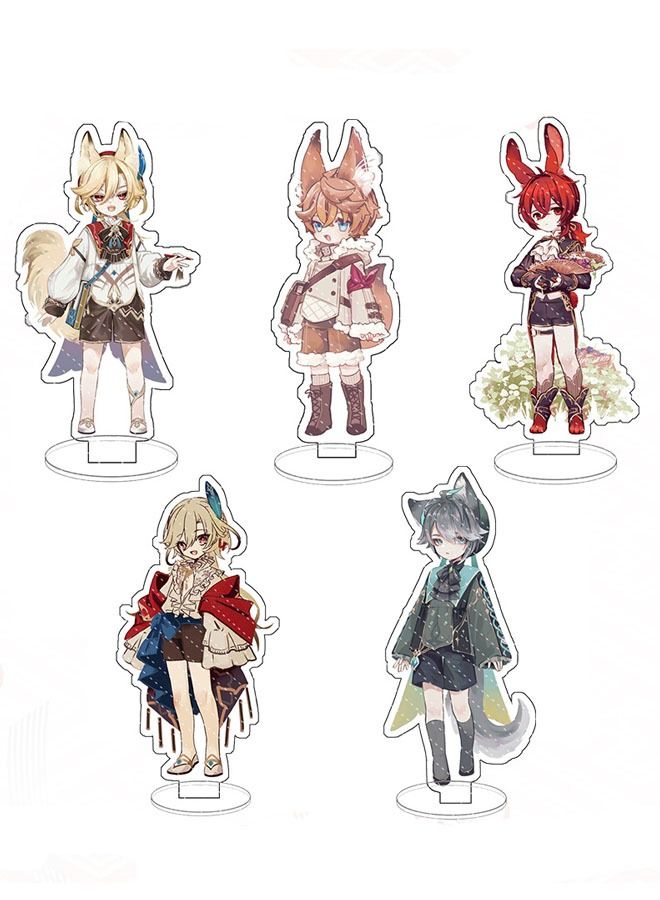 Genshin Impact Stand Figure Acrylic Ornaments Stand Model Collections Peripheral Statue Card Character Proof Series Transparent Figure Model Fans Decoration Collection Desk Decor Toys Cute(5pcs)  - Image 1