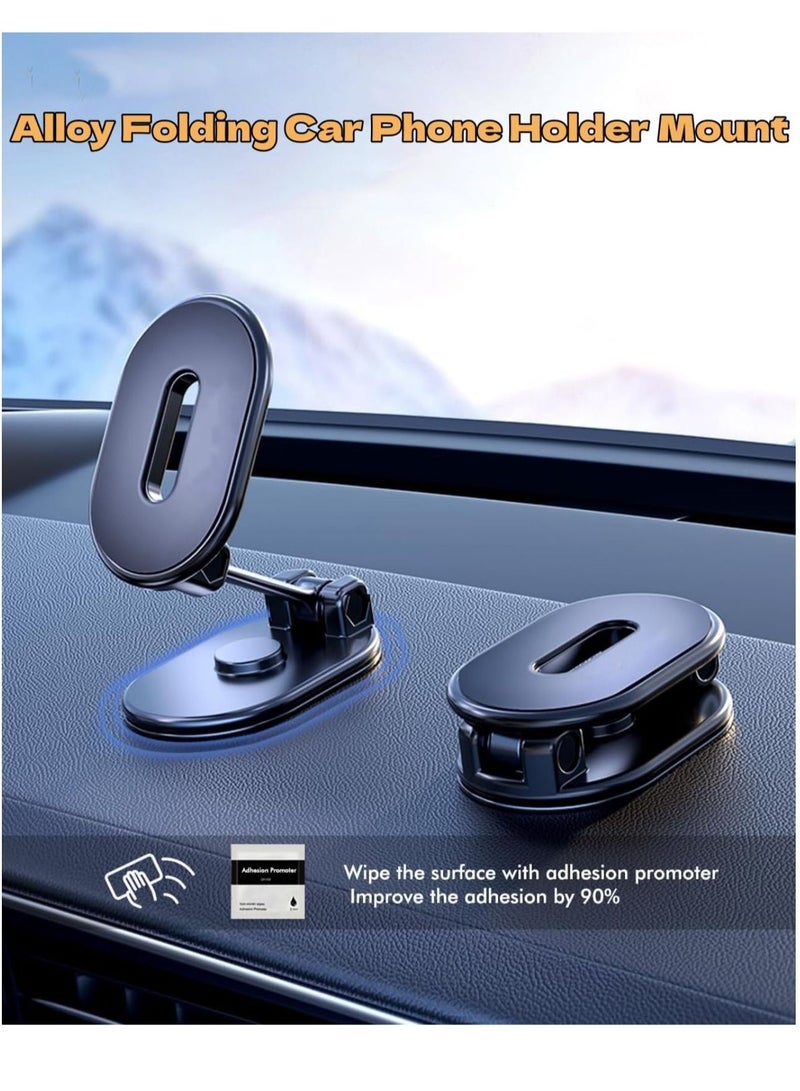 Excefore Phone Mount Magnetic, Alloy Folding Magnetic Phone Holder for Car, Super Strong 8 Magnet with Metal Plate Car Magnetic Phone Holder 360°Rotation Universal Dashboard Phone Car Mount for All Smartphone  - Image 2