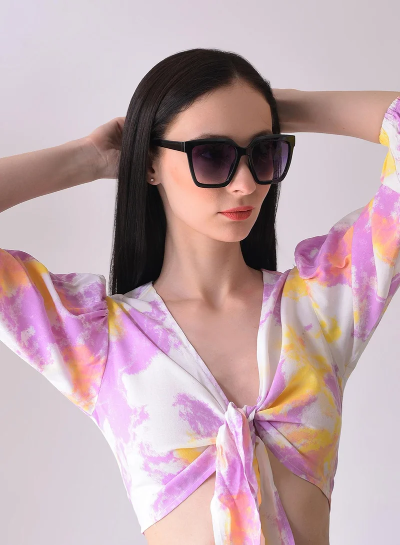 Haute Sauce Purple Lens Black Butterfly Sunglasses