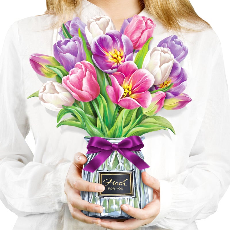 Airpark Grandma Gifts For Mom Paper Flower Bouquet Pop Up Cards Greeting Cards For Wife Teacher Gifts With Note Card & Envelope Anniversary Card Valentines Day Gifts For Her - Image 1