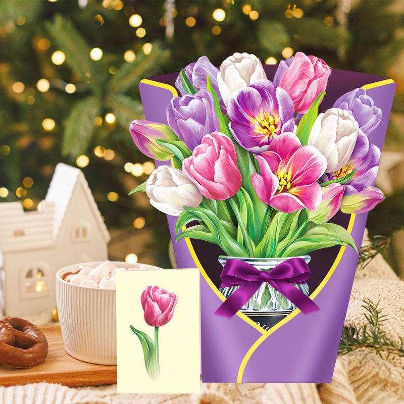Airpark Grandma Gifts For Mom Paper Flower Bouquet Pop Up Cards Greeting Cards For Wife Teacher Gifts With Note Card & Envelope Anniversary Card Valentines Day Gifts For Her - Image 2