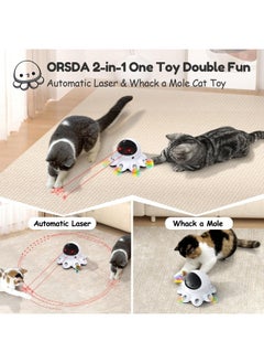 Orsda ORSDA Cat Laser Toy, 2-in-1 Interactive Cat Toys for Indoor Cats, Automatic Laser Pointer Cat Toy, 8 Holes Mice Whack A Mole Moving Feather, USB Rechargeable Electronic Kitten Toys for All Breeds  - Image 2