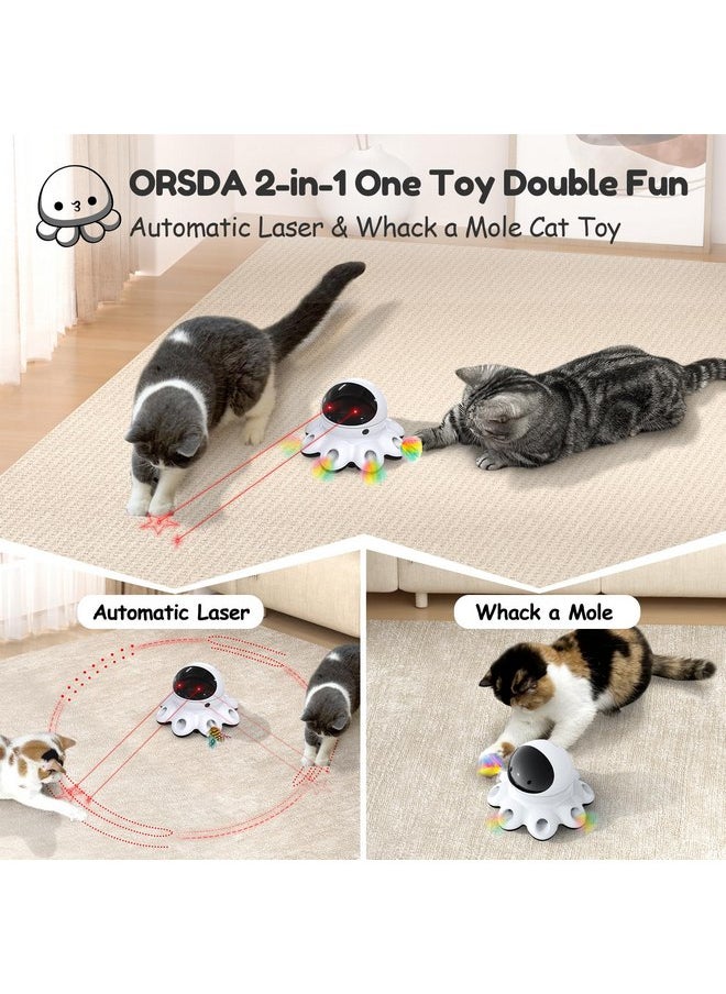 Orsda - ORSDA Cat Laser Toy, 2-in-1 Interactive Cat Toys for Indoor Cats, Automatic Laser Pointer Cat Toy, 8 Holes Mice Whack A Mole Moving Feather, USB Rechargeable Electronic Kitten Toys for All Breeds - Image 1