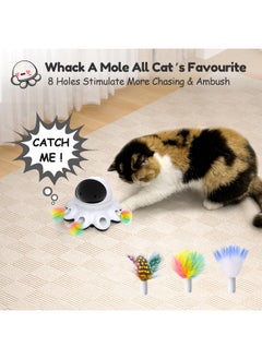 Orsda ORSDA Cat Laser Toy, 2-in-1 Interactive Cat Toys for Indoor Cats, Automatic Laser Pointer Cat Toy, 8 Holes Mice Whack A Mole Moving Feather, USB Rechargeable Electronic Kitten Toys for All Breeds  - Image 4