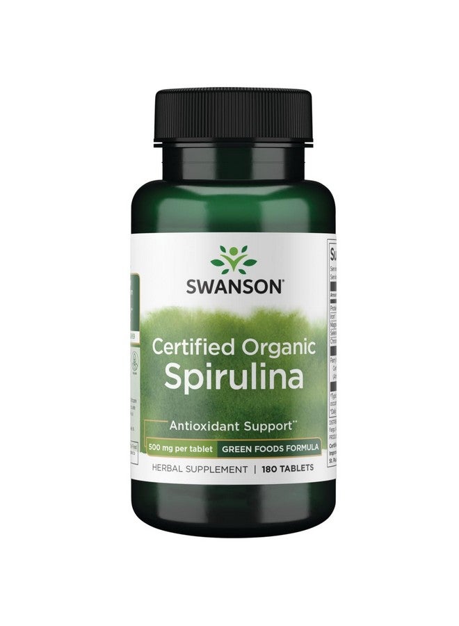Swanson Certified Organic Spirulina 500 Milligrams 180 Tabs - Image 1