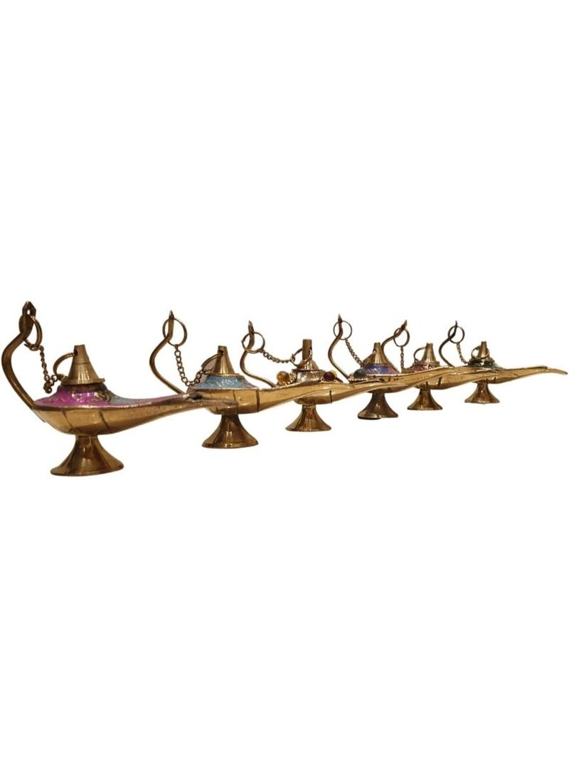 QUESERA Assorted Color Brass Aladdin Chirag/Lamp for Decoration, Set of 6,Home Décor, Gifts - Image 2