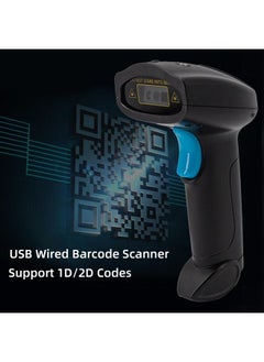 1D/2D Barcode Scanner Handheld USB Wired Bar Code Reader Manual Trigger/Auto Continuous Scanning Support Paper Code Compatible with Windows Android Mac for Supermarket Retail Store Library Logistics Warehouse