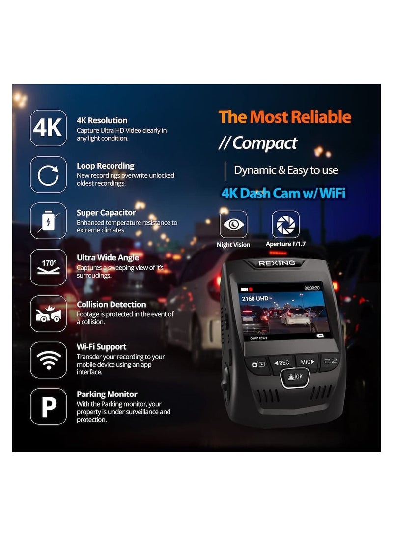 ريكسينج كاميرا في 1 شاشة 2.4 بوصة ألترا 4 كيه زاوية واسعة 170 درجة - Image 5