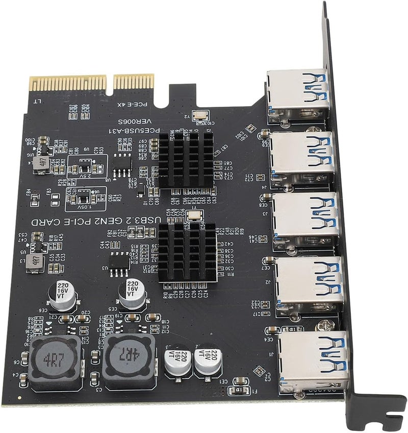 PCIe USB 3.2 Card, 5 Ports 10Gbps Type A PCI Express Expansion Card with Overcurrent Protection for 7 10 11 Linux - Image 3