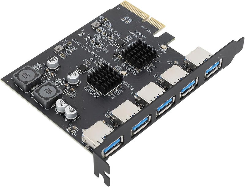 PCIe USB 3.2 Card, 5 Ports 10Gbps Type A PCI Express Expansion Card with Overcurrent Protection for 7 10 11 Linux - Image 1
