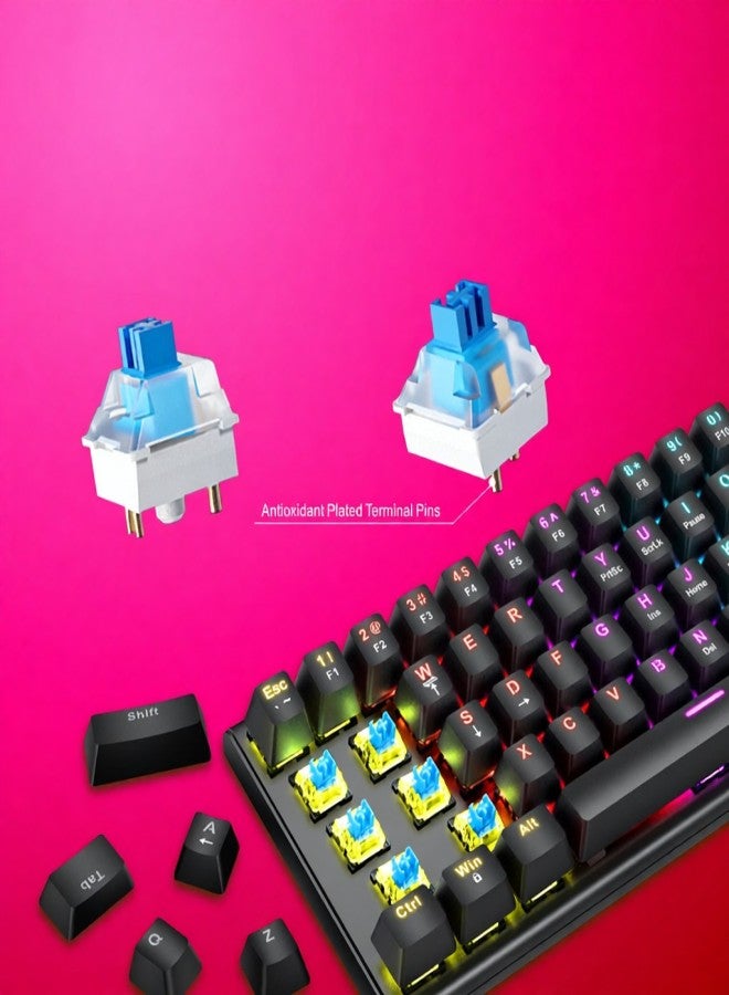 BAJEAL Mechanical Keyboard Wired Gaming Illuminated Keyboard with Colorful Backlit Custom 63 Keys Office Keyboard - Image 4