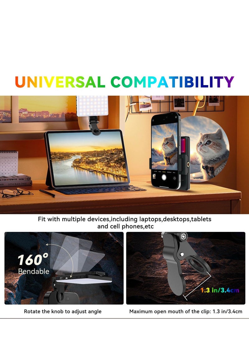 RGB Video Lights, Selfie Light, LED Camera Light 360° Full Color Portable Photography Lighting, 3 Color Temperatures, 24 Special Effects Modes for Selfie, for Phone, Laptop  - Image 5