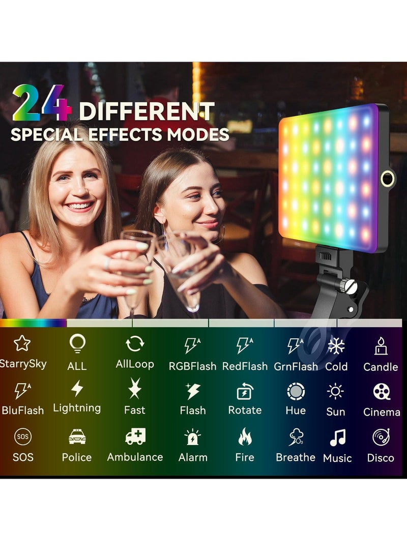 RGB Video Lights, Selfie Light, LED Camera Light 360° Full Color Portable Photography Lighting, 3 Color Temperatures, 24 Special Effects Modes for Selfie, for Phone, Laptop  - Image 2